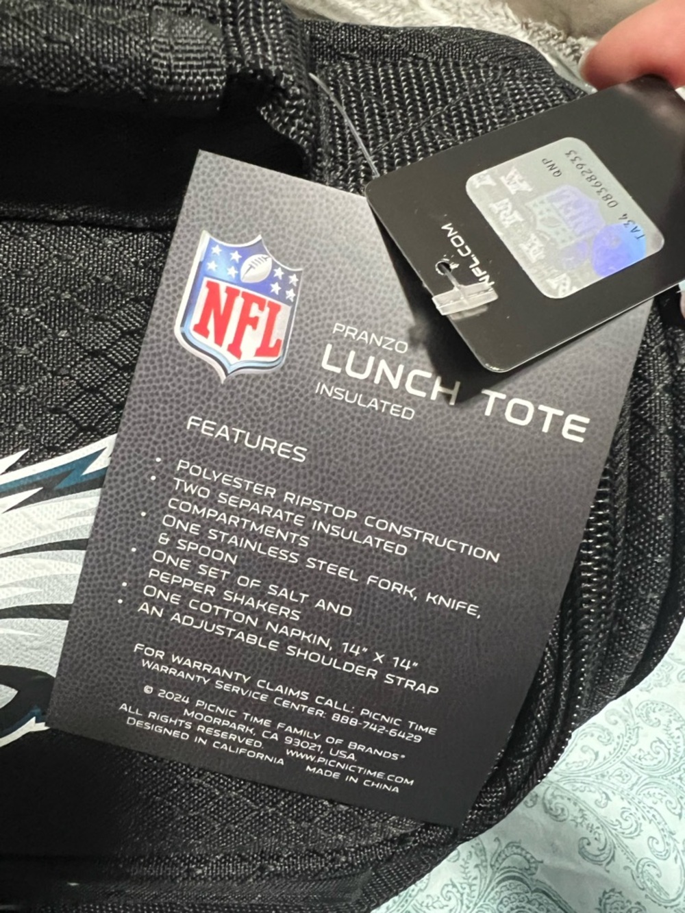 Philadelphia Eagles Black Insulated Lunch Cooler Bag - Official NFL Logo - Picture 8 of 8